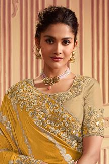 Picture of Charming Mustard Colored Designer Saree