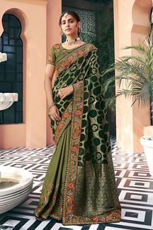 Picture of Dashing Silk Designer Saree for Wedding and Mehendi