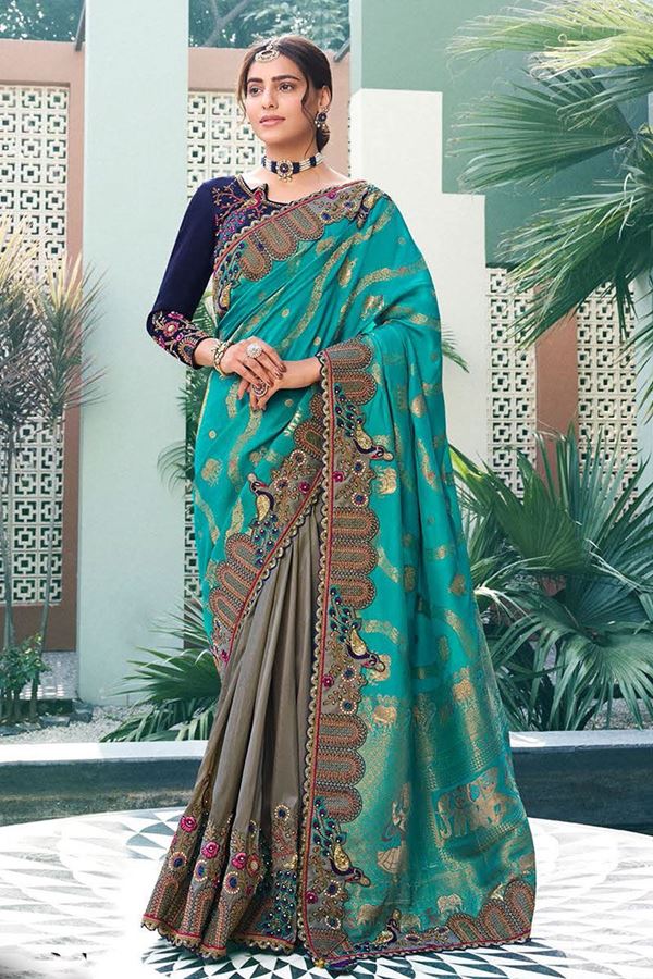 Picture of Amazing Silk Half and Half Saree for Wedding and Reception