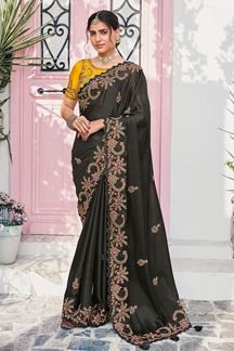 Picture of Striking Satin Silk Designer Saree for Partywear and Reception