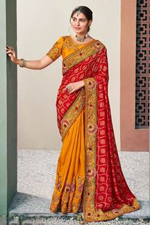 Picture of Dazzling Silk Designer Half and Half Saree for Wedding and Festive occasions