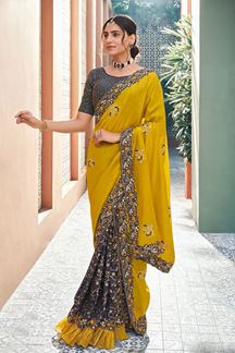 Picture of Creative Silk Designer Saree for Wedding and Festive occasions