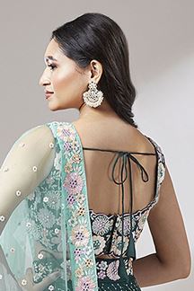 Picture of Lovely Teal Designer Lehenga Choli for Wedding and Mehendi