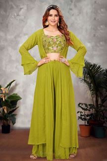 Picture of Ethnic Designer Jacket style Indo-Western Outfit for Haldi and Mehendi