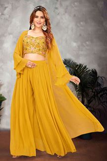 Picture of Trendy Designer Indo-Western outfit with Jacket for Haldi and Mehendi