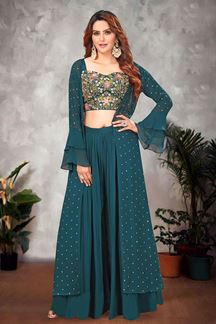 Picture of Captivating Designer Jacket style Indo-Western Outfit for Mehendi
