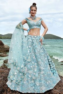 Picture of Glorious Sky Blue Designer Lehenga Choli for Engagement and Reception