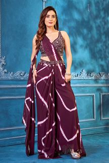 Picture of Spectacular Designer Saree Style Indo-Western Outfit for Engagement and Sangeet
