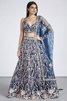 Picture of Surreal Navy Blue Designer Lehenga Choli for Sangeet and Reception