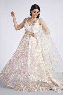 Picture of Awesome Cream Designer Lehenga Choli for Engagement and Reception