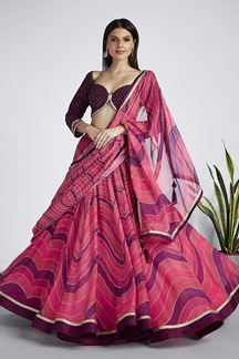 Picture of Amazing Rose and Burgundy Designer Lehenga Choli for Sangeet and Party