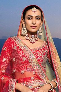 Picture of Outstanding Red and Yellow Silk Designer Bridal Lehenga Choli for Wedding
