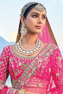 Picture of Graceful Pink Silk Designer Bridal Lehenga Choli for Wedding