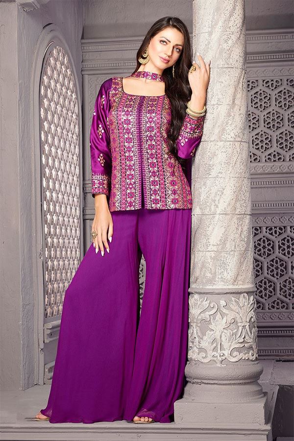 Picture of Creative Purple Designer Indo-Western Suit for Sangeet, Haldi or Mehendi
