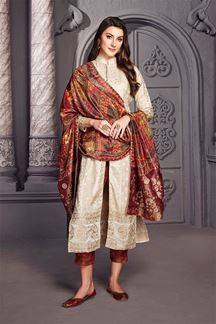 Picture of Charming Cream and Maroon Designer Indo-Western Suit for Sangeet, Haldi or Mehendi