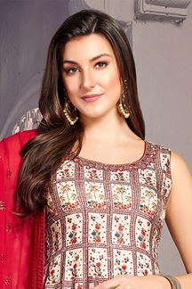Picture of Splendid Beige Colored Designer Anarkali Suit for Sangeet, Haldi, or Mehendi
