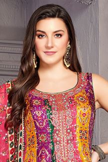 Picture of Spectacular Multi Colored Designer Anarkali Suit for Sangeet, Haldi, or Mehendi