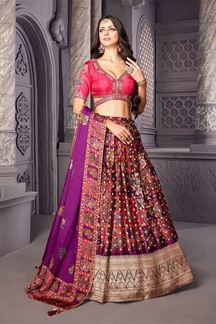 Picture of Breathtaking Purple and Pink Designer Indo-Western Lehenga Choli for Wedding and Reception