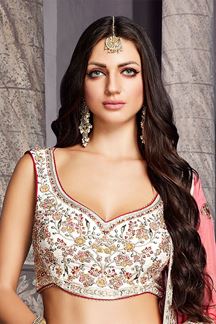 Picture of Bollywood White Designer Indo-Western Lehenga Choli for Wedding and Reception