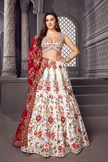 Picture of Creative White Designer Indo-Western Lehenga Choli for Wedding and Sangeet