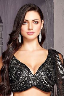 Picture of Fascinating Black Designer Indo-Western Lehenga Choli for Sangeet and Reception