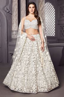 Picture of Captivating Off White Floral Indo-Western Lehenga Choli for Sangeet and Engagement