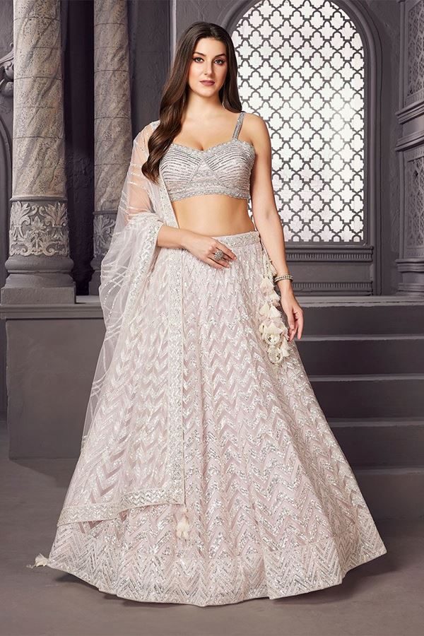 Picture of Classy Off White Designer Indo-Western Lehenga Choli for Sangeet and Reception