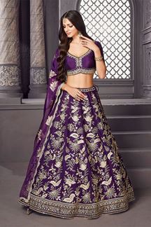 Picture of Mesmerizing Purple Designer Indo-Western Lehenga Choli for Wedding and Sangeet