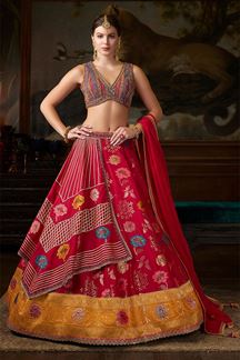Picture of Astounding Silk Designer Indo-Western Lehenga Choli for Wedding and Sangeet 