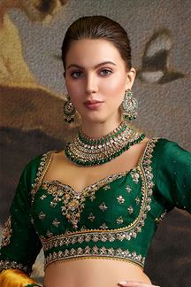 Picture of Traditional Dark Green Bandhani Designer Lehenga Choli for Wedding