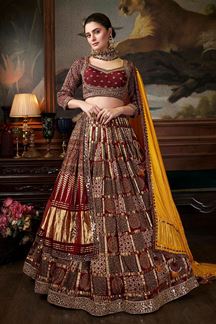 Picture of Exquisite Maroon Ajrakh Print Lehenga Choli for Wedding