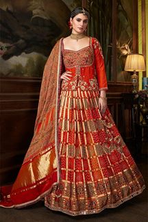 Picture of Attractive Designer Lehenga Choli with Peplum Blouse for Wedding