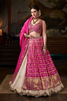 Picture of Beautiful Pink Bandhani Designer Lehenga Choli for Wedding