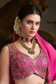 Picture of Beautiful Pink Bandhani Designer Lehenga Choli for Wedding