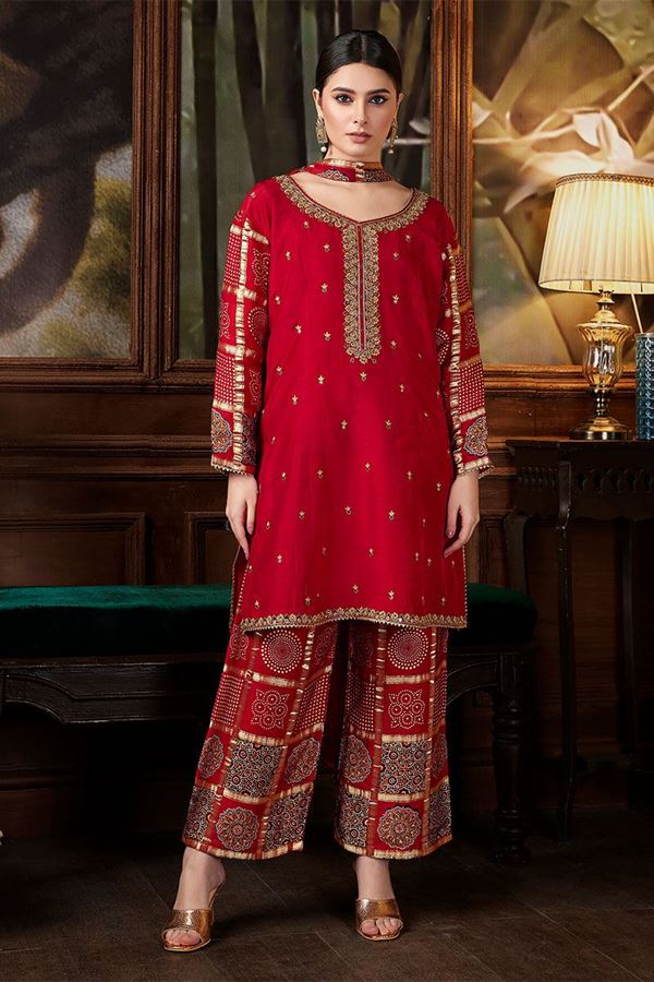 Picture of Delightful Red Colored Designer Salwar Suit for Wedding