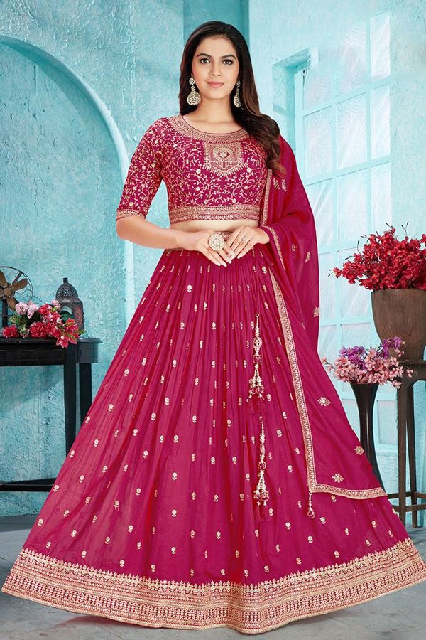 Picture of Bollywood Pink Designer Bridal Lehenga Choli for Wedding and Sangeet