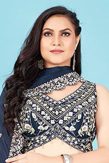 Picture of Flawless Navy Blue Designer Lehenga Choli for Wedding and Sangeet