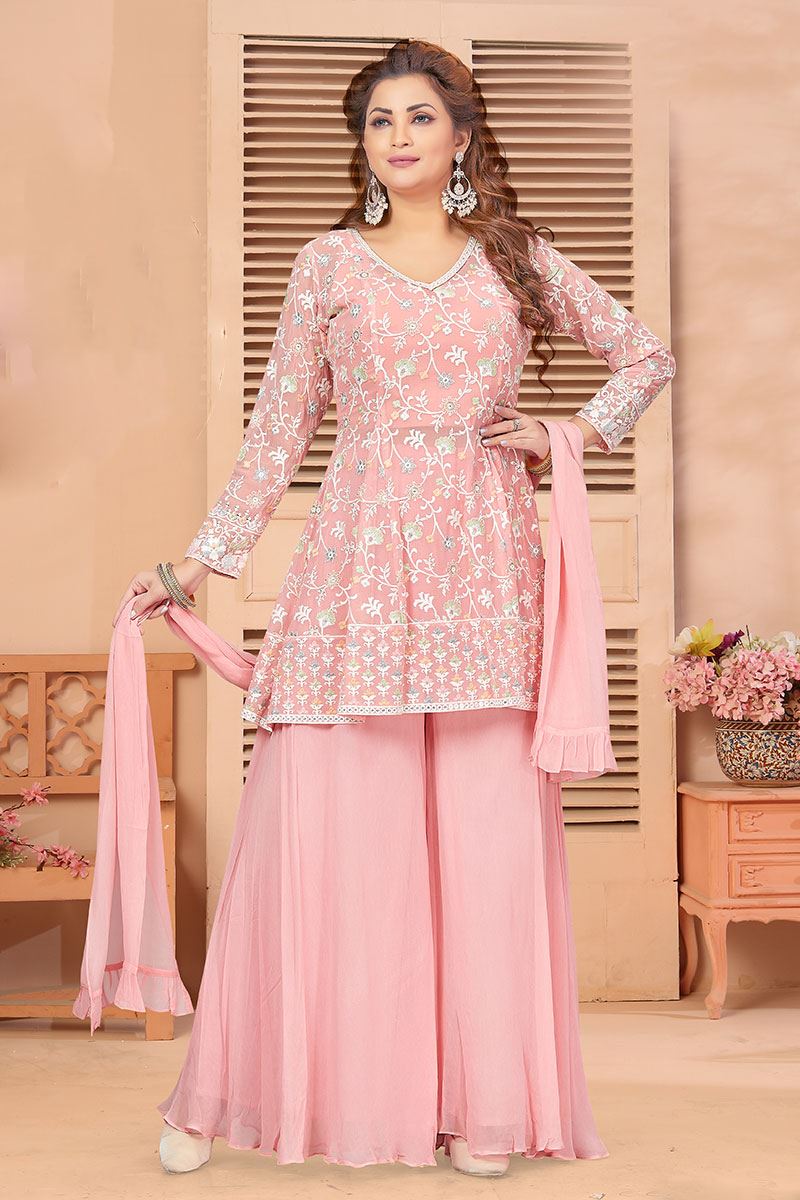 Delightful Baby Pink Designer Salwar Suit for Party