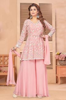 Picture of Delightful Baby Pink Designer Salwar Suit for Party