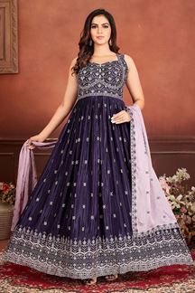 Picture of Glorious Purple Designer Anarkali Suit for Engagement and Reception
