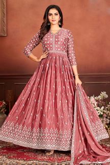 Picture of Gorgeous Rust Designer Anarkali Suit for Engagement and Festive occasions