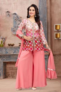 Picture of Dashing Pink Designer Indo-Western Salwar Suit for Party and Festive
