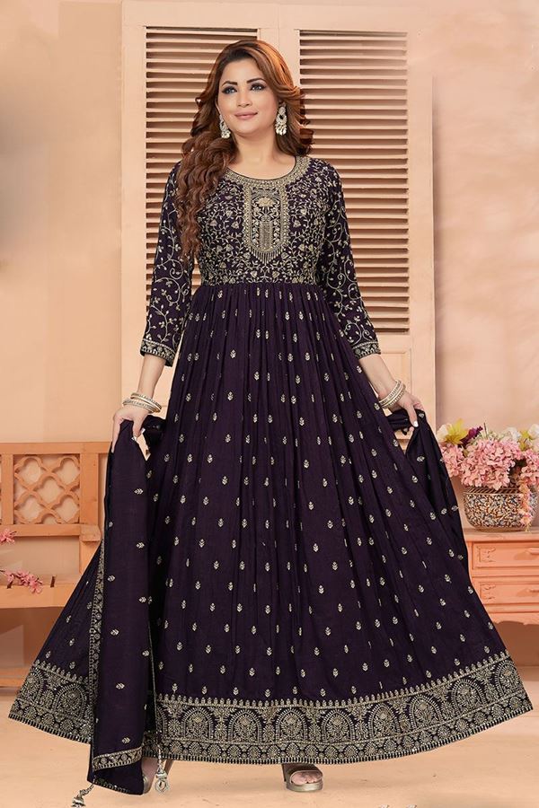 Picture of Amazing Purple Designer Anarkali Suit for Wedding and Reception