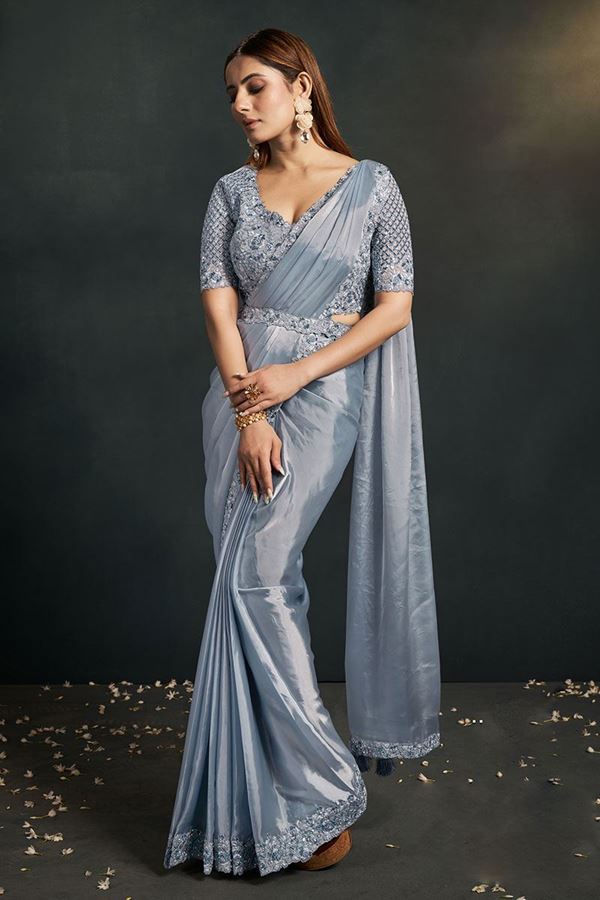 Picture of Flamboyant Designer Saree with Belt for Sangeet, Reception, and Party