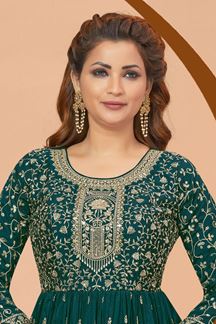 Picture of Flamboyant Green Designer Anarkali Suit for Wedding and Festive wear