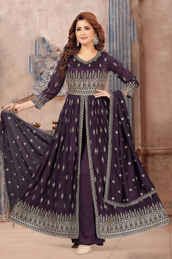 Picture of Fashionable Purple Designer Indo-Western Salwar Suit for Wedding and Reception