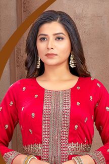 Picture of Dazzling Red Designer Indo-Western Salwar Suit for Wedding and Festive