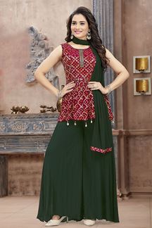 Picture of Fascinating Rani and Green Designer Indo-Western Salwar Suit for Haldi, Mehendi, and Festive