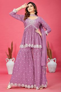 Picture of Splendid Lavender Designer Indo-Western Salwar Suit for Engagement and Sangeet