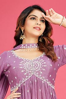 Picture of Splendid Lavender Designer Indo-Western Salwar Suit for Engagement and Sangeet